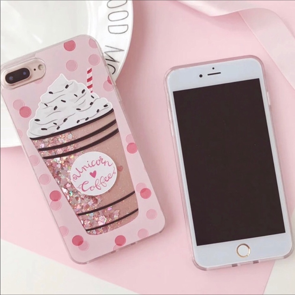 Unicorn Coffee Liquid Glitter iPhone Case